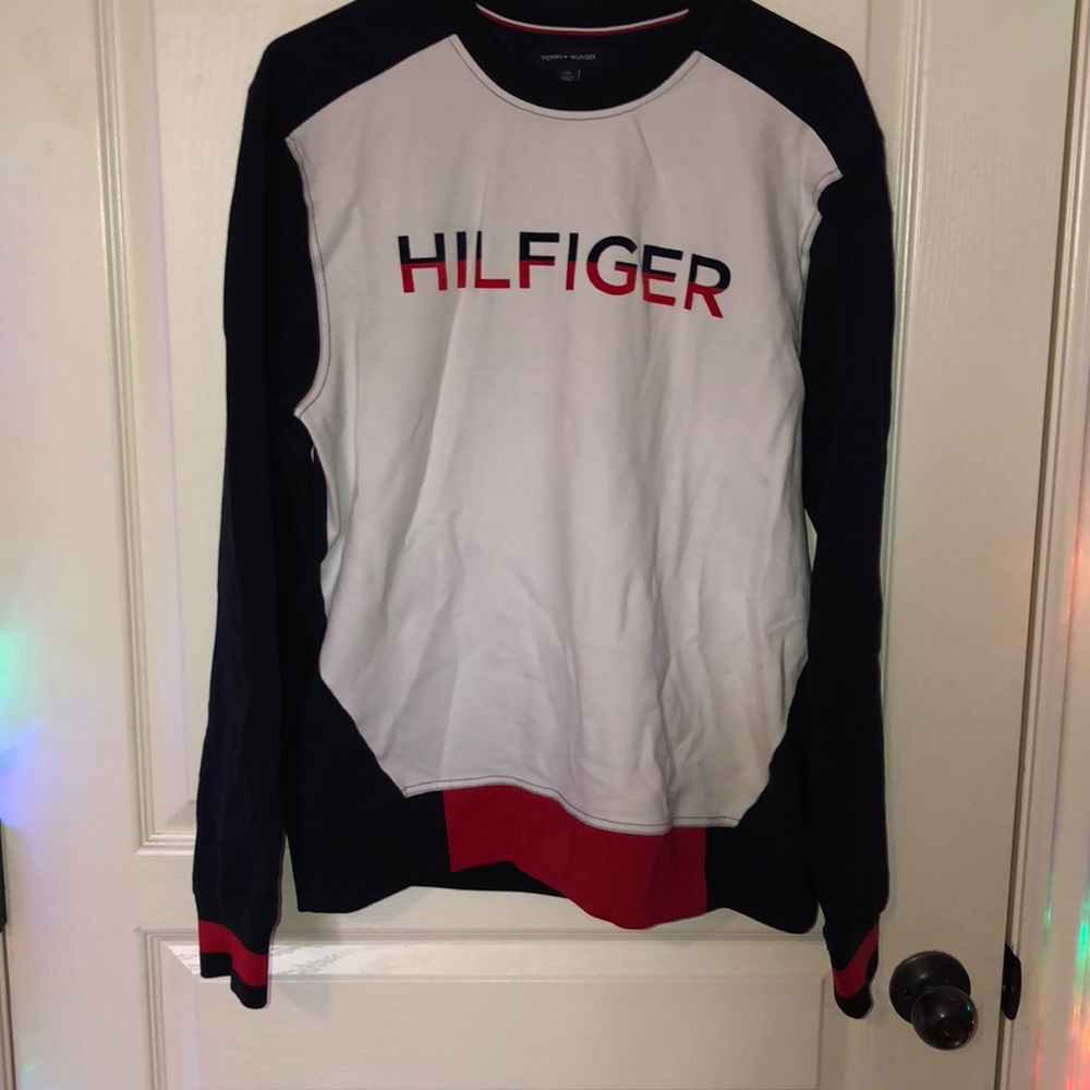 tommy hilfiger red white and blue pullover